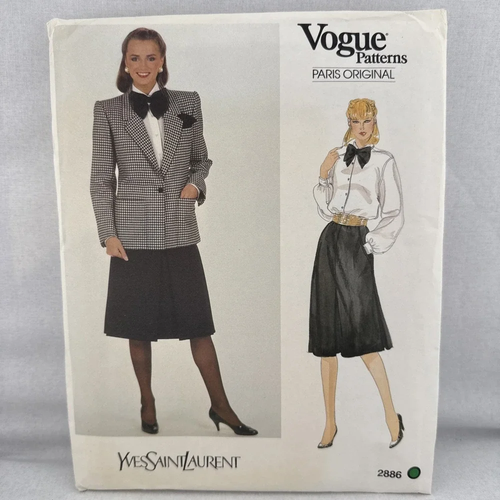 Vogue Paris Original Vintage 90s Sewing Pattern YS Laurent Separates 2886 10/32b